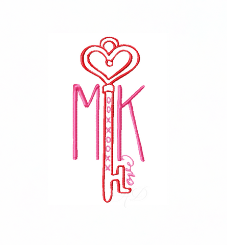 Heart Love Key Embroidery Design