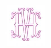3.5" V Sutton Layered Outline Embroidery Font