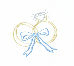 Wedding Rings with Bow Embroidery Design