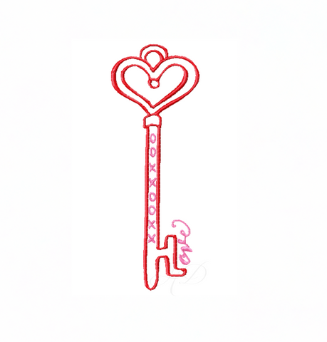 Heart Love Key Embroidery Design