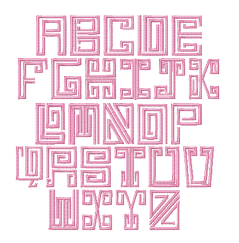 2" Greek Square Embroidery Font
