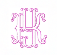 3.5" Y Sutton Layered Outline Embroidery Font