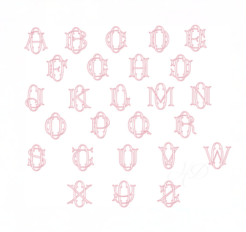 3.5" O Emmaline Layered Outline Embroidery Font