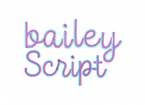 Bailey 1.5" Three Color Chain Stitch Embroidery Machine Font