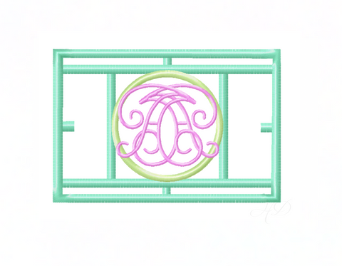 Tennis Court Monogram Embroidery Design