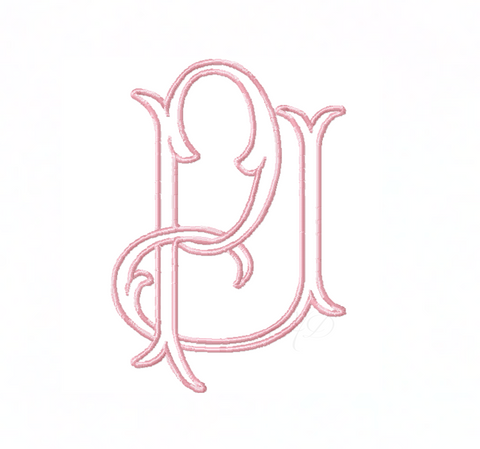 3.5" P Emmaline Layered Outline Embroidery Font