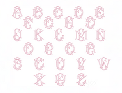 3.5" E Emmaline Layered Outline Embroidery Font