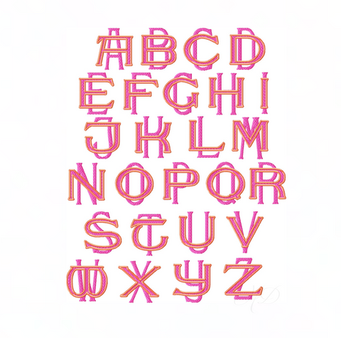 2" Block Type Two Color Layered Embroidery Font