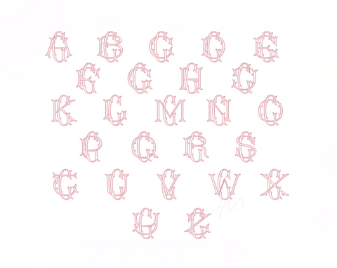 3.5" G Emmaline Layered Outline Embroidery Font