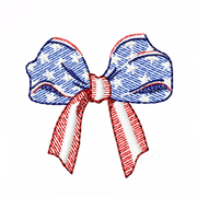 American Flag Bow Sketch Style Embroidery Design