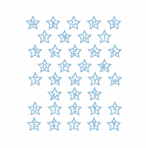 3/4" Star Satin Stitch Font