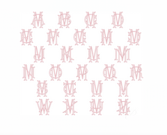 3.5" M Emmaline Layered Outline Embroidery Font