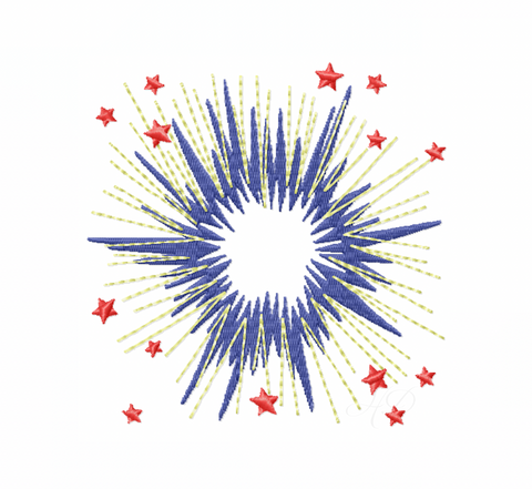Firecracker Explosion July 4th Embroidery Design
