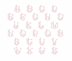 3.5" L Emmaline Layered Outline Embroidery Font