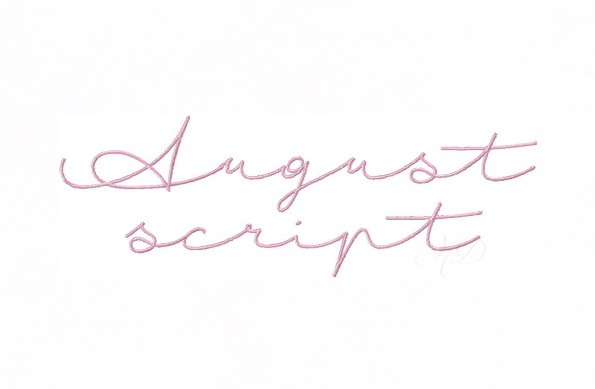 August Script Satin Embroidery Font – HERRINGTON DESIGN