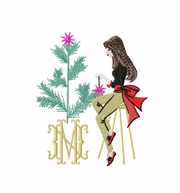 Fashion Girl Decorating Christmas Tree Christmas Embroidery Design