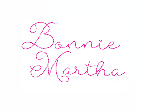 2.5" Bonnie Martha Raw Hand Stitch Script Embroidery Font