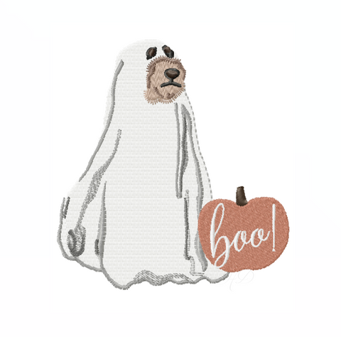 Dog in Ghost Sheet Embroidery Design