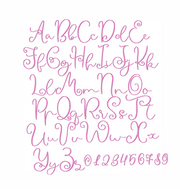 1" Susie Lucy Script Embroidery Font