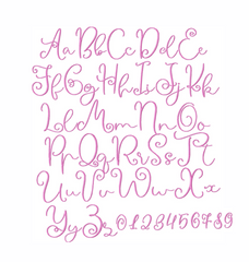 1" Susie Lucy Script Embroidery Font