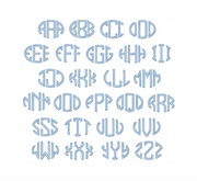 1.5" Oval Outline Satin Embroidery Font