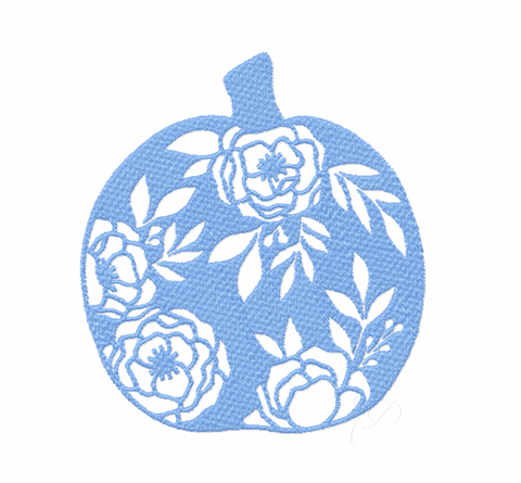 Floral Pumpkin Outline Embroidery Design