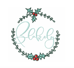 Simple Holly Wreath Embroidery Design