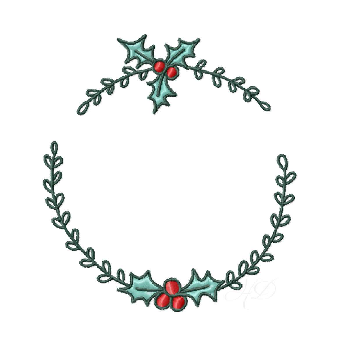 Simple Holly Wreath Embroidery Design – HERRINGTON DESIGN