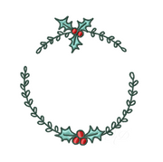 Simple Holly Wreath Embroidery Design