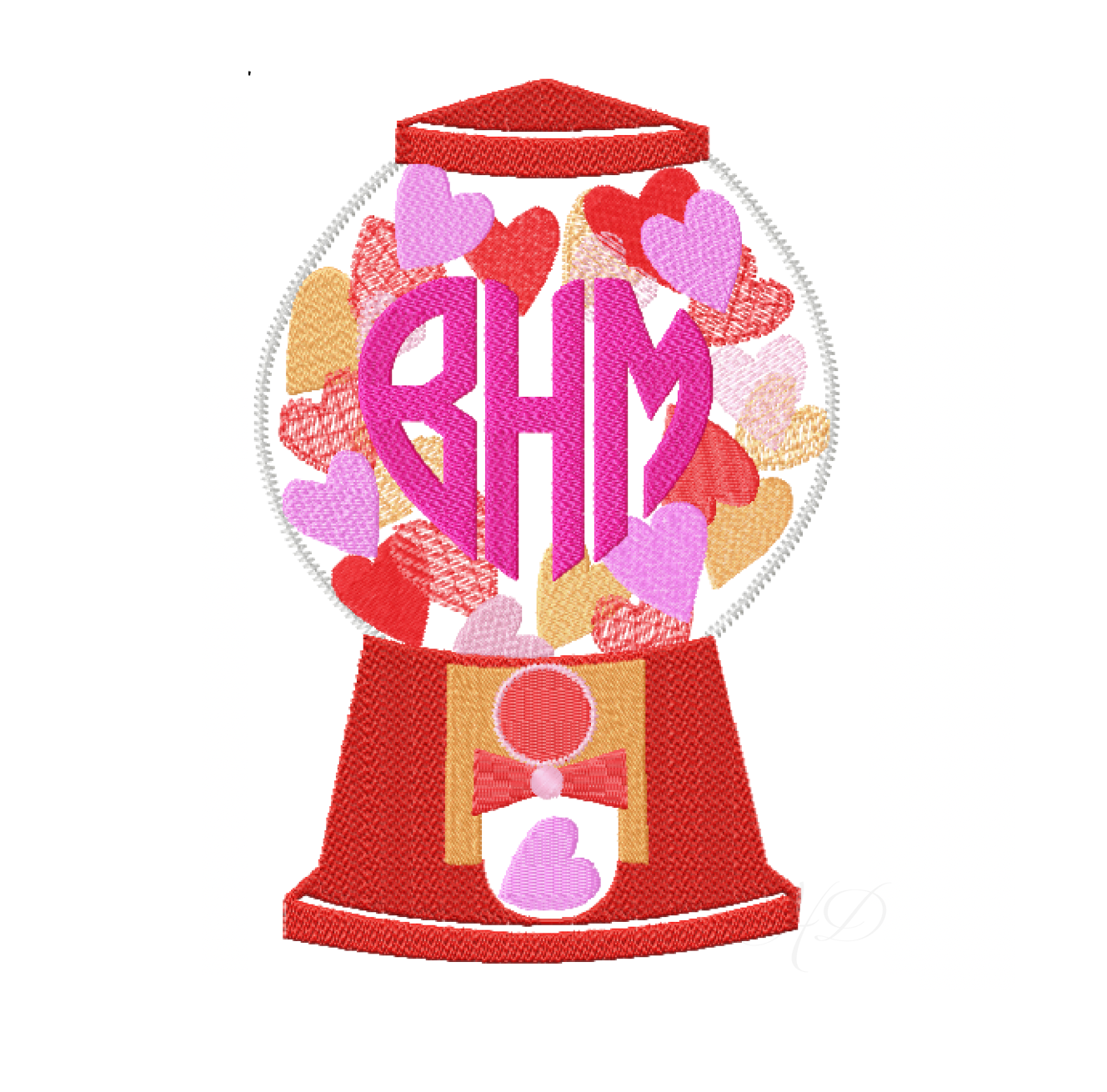 Hearts Gumball Machine Embroidery Design HERRINGTON DESIGN