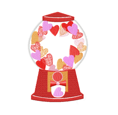 Hearts Gumball Machine Embroidery Design