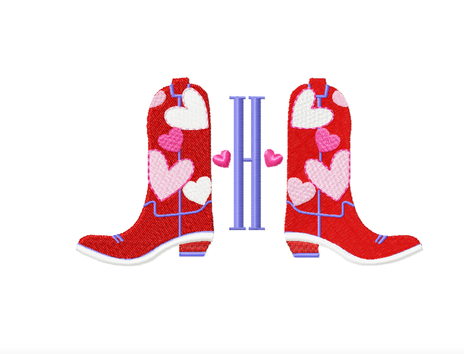 Hearts Cowboy Boots Embroidery Design – HERRINGTON DESIGN