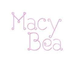 Macy Bea Satin Stich Embroidery Font
