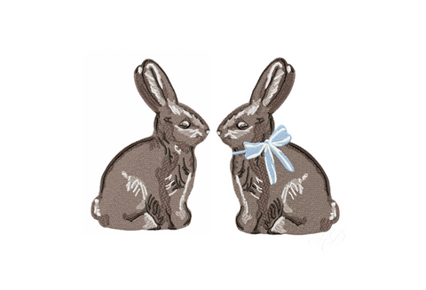 Chocolate Easter Rabbit Bow Embroidery Design