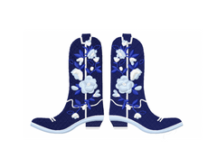 Chinoiserie Chic Cowboy Boots Embroidery Design