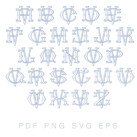 Vector Two Type V Fishtail Outline PDF PNG SVG EPS Font