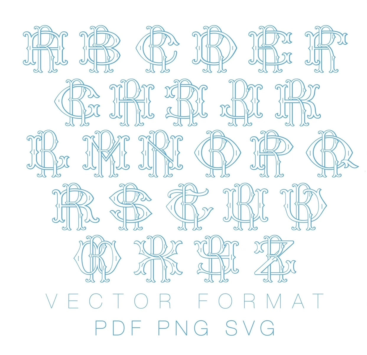 Two Type Fishtail R Vector PDF PNG SVG Outline Font – HERRINGTON DESIGN