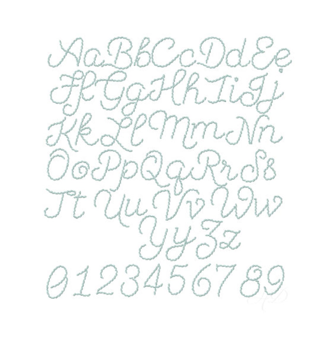3/4" Ginny Script Satin Stitch Hand Stitch Font HERRINGTON DESIGN