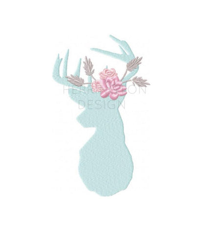 Buck and Florals Embroidery Design