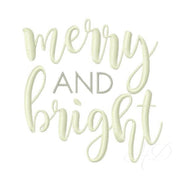 Merry and Bright Modern Script Handwriting Embroidery Design