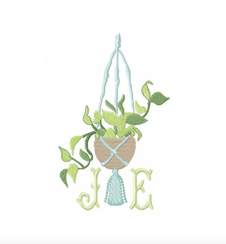Hanging Plant Macrame Embroidery Design