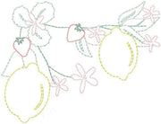 Redwork Raw Stitch Lemon Simple Stitch and Strawberry Embroidery Design