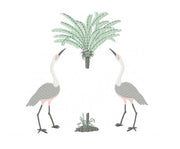 Crane and Palms Embroidery Design