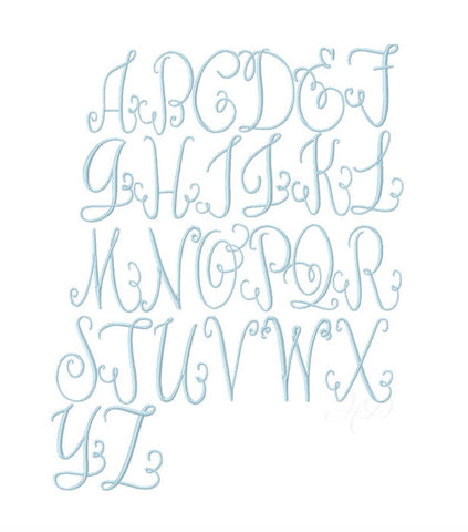 4" Annie Modern Script Vine Embroidery Font 5x7