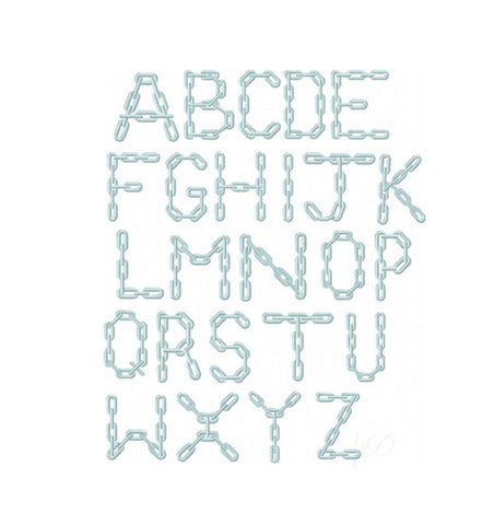 3" Chain Link  Embroidery Font
