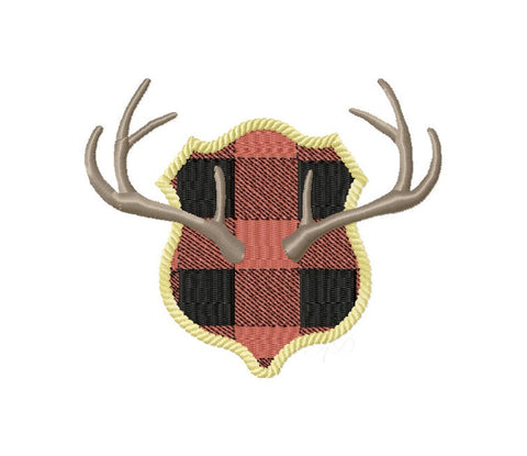 Buffalo Check Plaque Antler Embroidery Design
