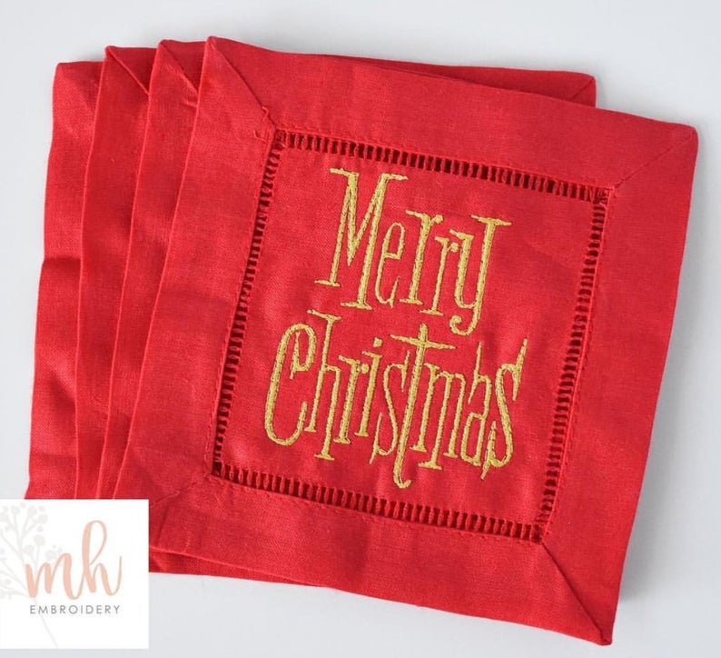 Merry Christmas! リトグラフ Mrs. B. J. Dyer Vintage Merry Christmas Embroidery Design – HERRINGTON DESIGN
