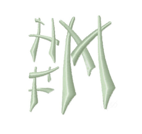 1.5" and 3" Bamboo Swash Asian Embroidery Font Monogram