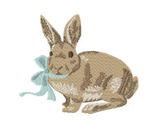 Vintage Easter Rabbit Bow Embroidery Design