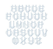 3.5" U Embroidery Font Two Type Outline Font